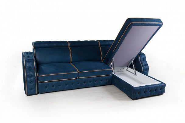 Portofino угловой диван-кровать замша синий - Вид 9