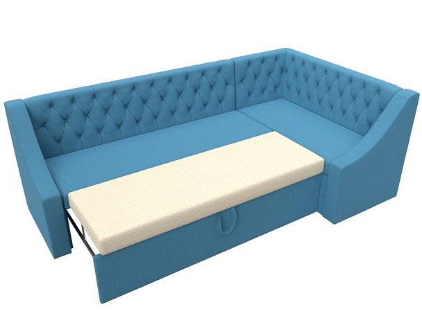Диван кухонный угловой Мерлин правый угол Рогожка голубой - Вид 6