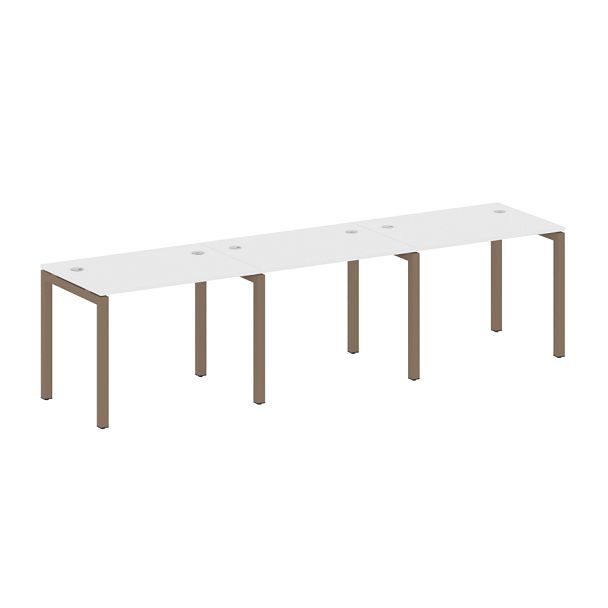 Metal System Quattro Р. ст. на 3 раб. места на П-образном м/к 50БП.СМ-3.1 Белый/Мокко металл 3000*720*750 - Вид 1