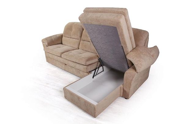 Diamante диван-кровать с шезлонгом велюр бежевый - Вид 6