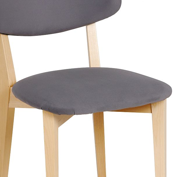 Стул деревянный с мягким сиденьем Мэти Натуральный/Серый велюр - Вид 12
