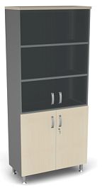 Шкаф широкий закрытый стекло ДВП Берлин Береза Майнау/Серый ШКС51-90 з/с ДВП - Фото предпросмотра