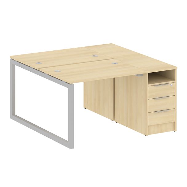 Metal System Quattro Р. ст. с тумбой на О-образном м/к 50БО.РС-СТП-2.1 Акация/Серый металл 1412*1475*750 - Вид 1