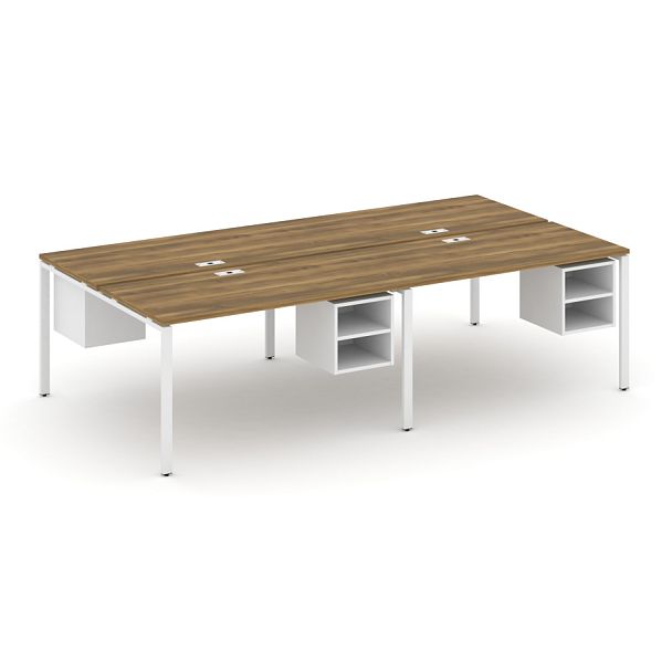 Concept Рабочая станция двухсторонняя с подвесными тумбами на 4 места CN.DRS-127 Сандал Янтарный/Белый Бриллиант/Металл Белый 2760*1480*750 - Вид 1