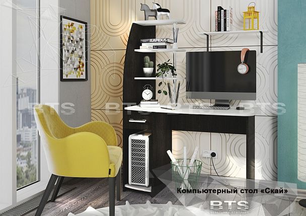 "Скай" стол компьютерный (1100х585х1500) венге/лоредо - Вид 1