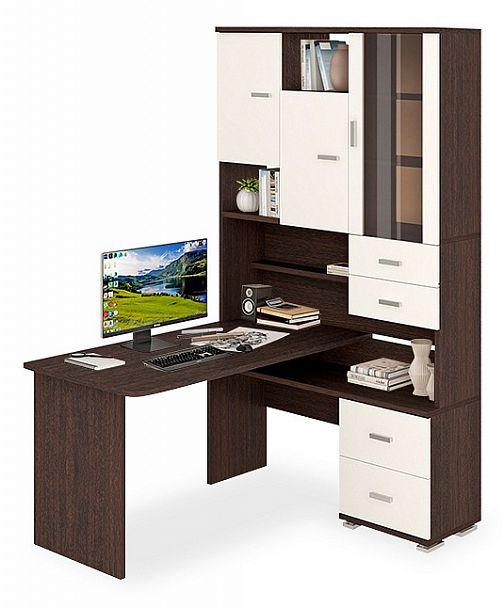 Стол компьютерный Домино СР-620/140 Белый/Венге правый - Вид 1