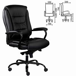 Кресло офисное "Ровер" CH-708, усиленное, НАГРУЗКА до 150 кг, экокожа, черное - Фото предпросмотра