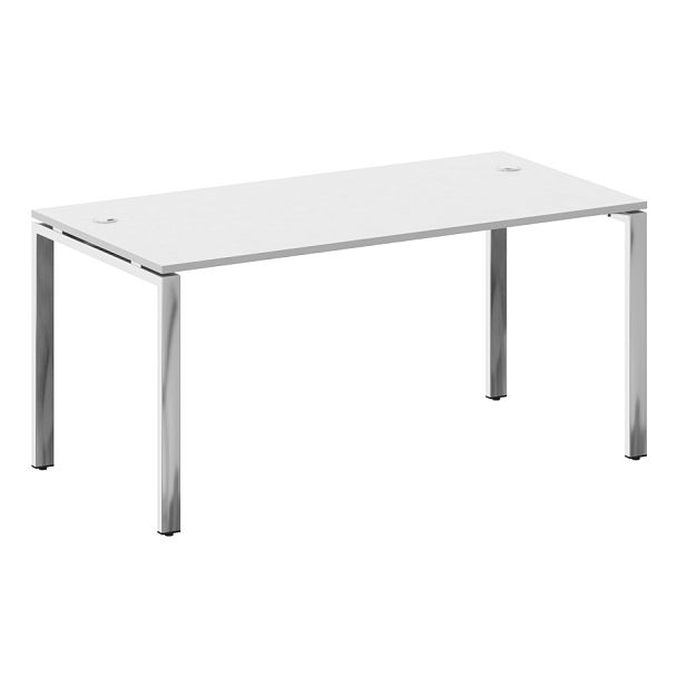 Metal System Direct Стол рабочий руководителя на П-обр. м/к БП.СРР-4.8 Белый/Нерж. сталь 1600*800*750 - Вид 1