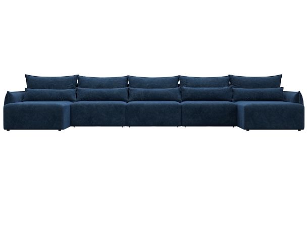 Диван п-образный Лига-051 НПБ МегаЛонг Велюр синий - Вид 2