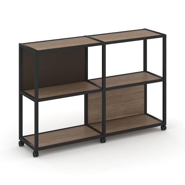 Shelf Mobile Стеллаж 3 уровня 2 секции VR.LT-STK-312.12 Дуб Аризона/Металл Черный/W-25 2370*400*1046 - Вид 1