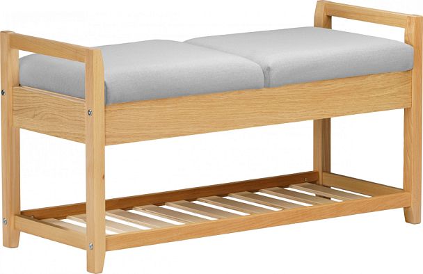 Обувница деревянная Вудсен Натуральный/Светло-серый велюр - Вид 1