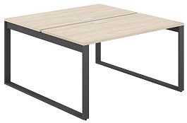Рабочая станция Allegro 1600х1438х750  / профиль О-образный: 70х20 антрацит; лючок: серебро; столешница: акация равелло - Фото предпросмотра