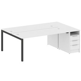 Metal System Quattro Р. ст. с тумбой на П-образном м/к 50БП.РС-СТП-2.5 Белый/Антрацит металл 2212*1475*750 - Фото предпросмотра