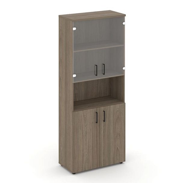 Стайл Проджект Шкаф высокий широкий SN.STS.E-105 Вяз Благородный/Прозрачный/Черный Ручки 796*400*198 - Вид 1