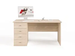 UNITY РС06-15 L ДУБ СОНОМА Стол однотумбовый 1500х600х750 - Фото предпросмотра