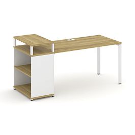 Concept Стол рабочий с опорным стеллажом с верх. горизонтом  CN.SP-207 Дуб Винченцо/Белый Бриллиант/Металл Белый 1800*720*917 - Фото предпросмотра