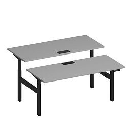 Рабочая станция на электроприводе с заглушками Elevo А2 ЧР 104 СЕ серый / черный гладкий - Фото предпросмотра