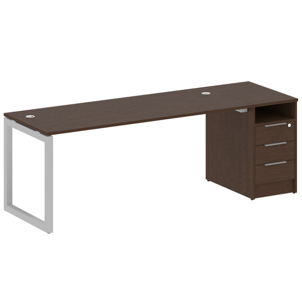 Metal System Quattro Р. ст. с тумбой на О-образном м/к 50БО.РС-СТП-1.5 Венге/Серый металл 2212*720*750 - Вид 1