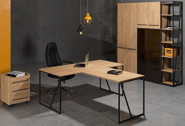 Шкаф колонка с глухой малой дверью LLC 40.1 Дуб Бофорд 400х430х781 LOFTIS - Вид 5