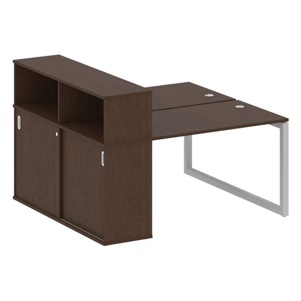Metal System Quattro Р. ст. с шкафом-купе на О-образном м/к 50БО.РС-СШК-2.2 Т Венге/Серый металл 1610*1475*1098 - Вид 1