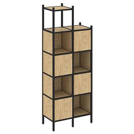 Loft Прямой стеллаж наборный VR.L-20 Тиквуд светлый/Чёрный металл 862*446*2280 - Фото предпросмотра