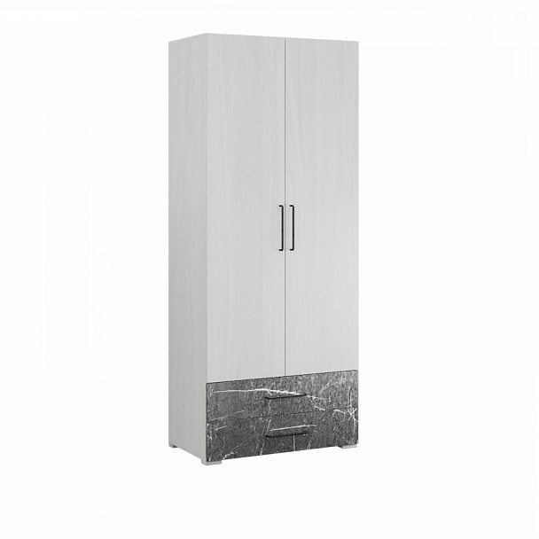 Спальня Теана шкаф 2-хств. ясень анкор светлый/МДФ мрамор дарк - Вид 1