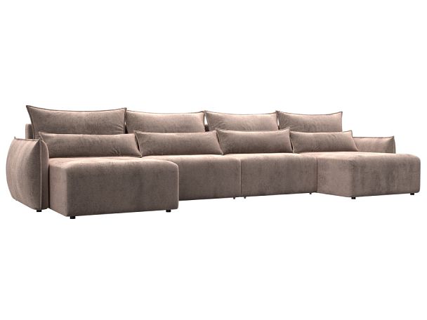 Диван П-образный Лига-051 НПБ Лонг Велюр бежевый - Вид 1