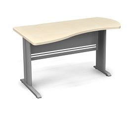 Стол асимметричный на металлокаркасе 1600 Берлин Береза Майнау/Серый САМ 160 - Фото предпросмотра