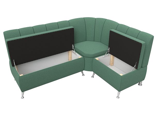 Диван кухонный угловой Кантри правый угол Рогожка зеленый - Вид 6