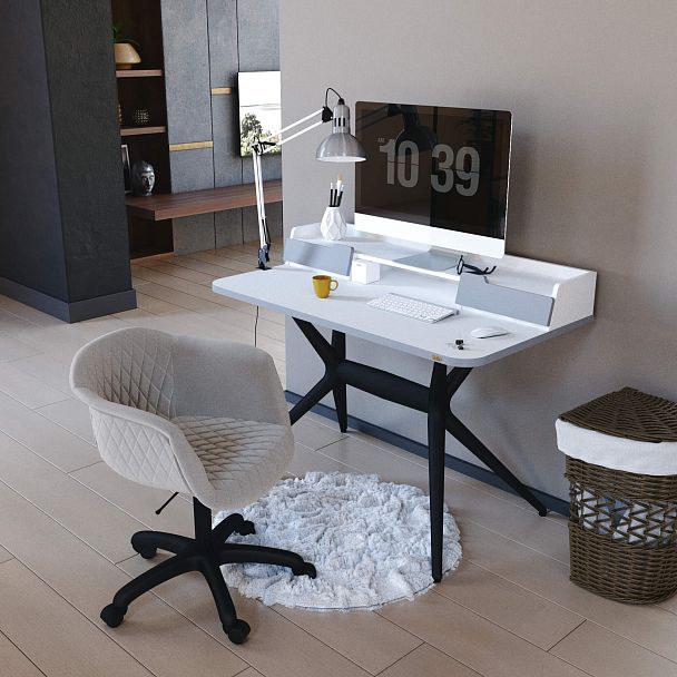 Стул подъемно-поворотный Sheffilton SHT-ST31-C4/S120P кремовый/черный муар - Вид 6