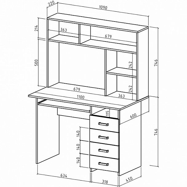 Стол компьютерный Лайт-5К СН - Вид 2