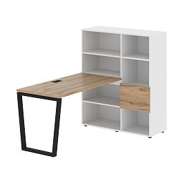 Стол-стеллаж EVRST 1113 Дуб Денвер светлый/Черный/Белый 1790х1120х1355 EDIS - Фото предпросмотра