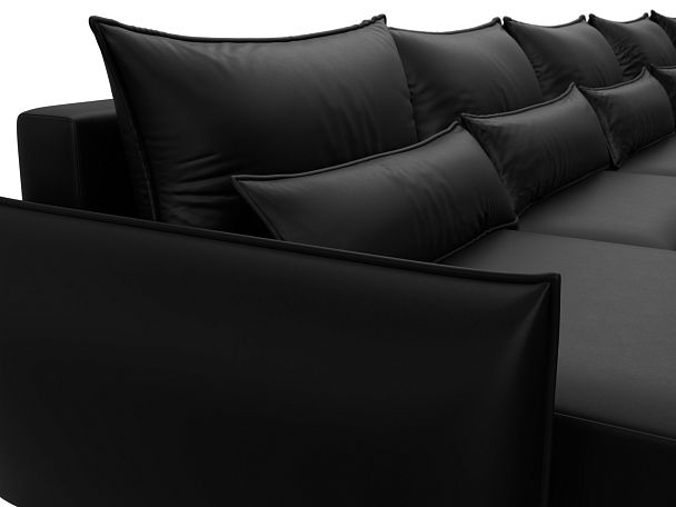 Диван П-образный Лига-051 НПБ МегаЛонг Экокожа черный - Вид 4