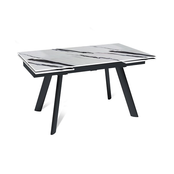 Стол раскладной Stone (140+40+40), керамика глянцевая Panda white - Вид 1