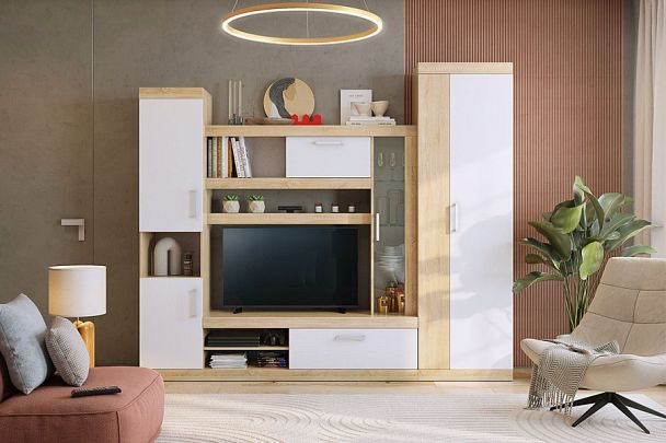 Стенка для гостиной Макси К1 К1Макси.2724 дуб сонома/белое дерево - Вид 1