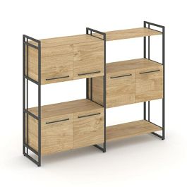 Rift Шкаф комбинированый RF.NS-004 Тиквуд Светлый/Металл Антрацит 1576*396*1286 - Фото предпросмотра