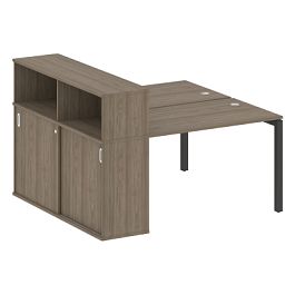 Metal System Quattro Р. ст. с шкафом-купе на П-образном м/к 50БП.РС-СШК-2.2 Т Вяз/Антрацит металл 1610*1475*1098 - Фото предпросмотра