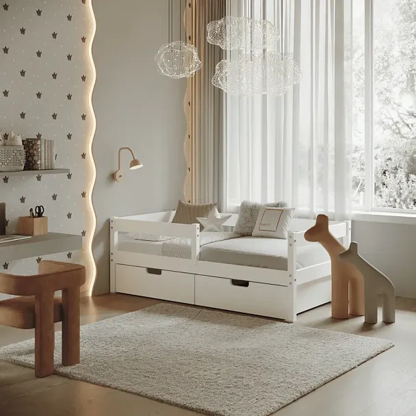 Кровать Легос компакт 700х1400, цвет белый, с ящиками - Вид 4