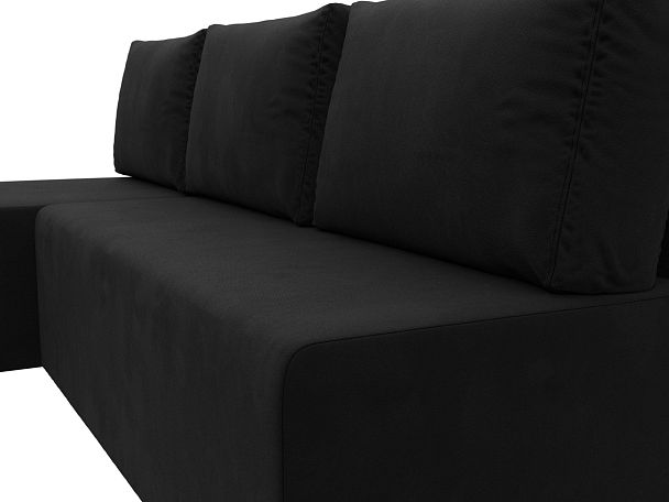 Угловой диван Поло левый (полностью микровельвет черный) - Вид 4