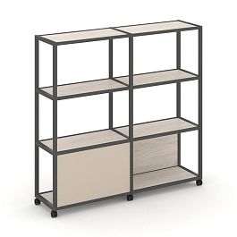 Shelf Mobile Стеллаж 4 уровня 2 секции VR.LT-STK-413.08 Денвер Светлый/Металл Антрацит/W-04 1570*400*1523 - Фото предпросмотра