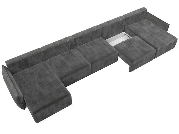 Диван п-образный Лига-051 НПБ МегаЛонг Велюр серый - Вид 7