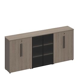 Шкаф комбинированный средний (закрытый-стекло-закрытый) U.RUS РС 309 ДЧ/ЛС дуб виченца/лава серая - Фото предпросмотра