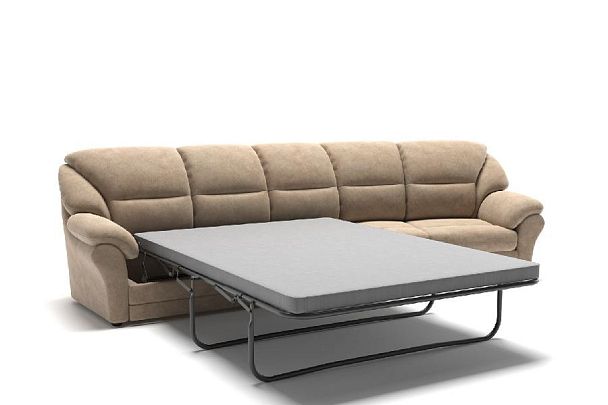 San-Remo диван-кровать с реклайнером и радиусным модулем велюр бежевый - Вид 4