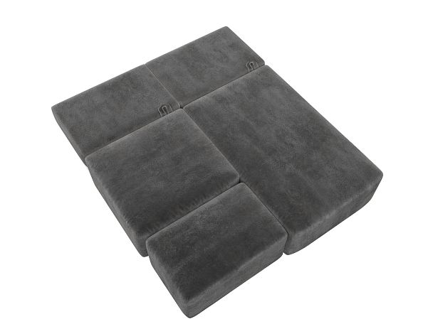 Диван угловой модульный с пуфом Лига-060 НПБ угол универсальный Велюр серый - Вид 9