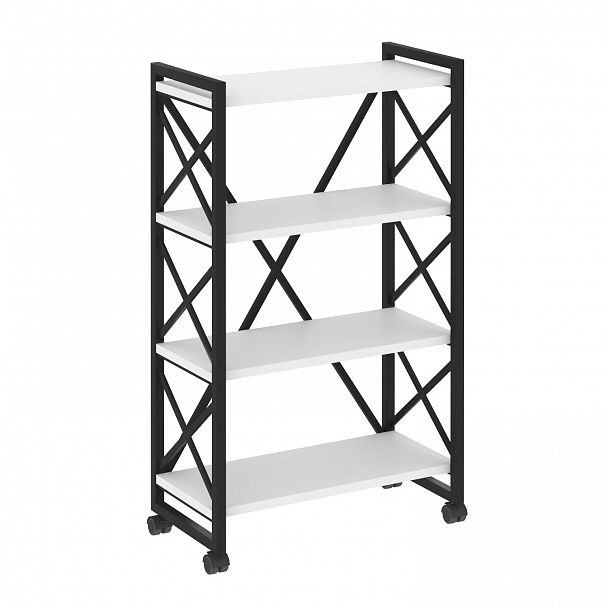 Стеллаж на колесах "Loft" VR.L-MST.K-4.8 белый бриллиант/черный - Вид 1