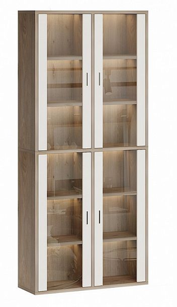 Шкаф-витрина Домино СУ(ш2в2)+4ФС Белый/Нельсон - Вид 1