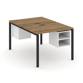 Concept Рабочая станция 2 сторонняя с подвесными тумбами на 2 места CN.DRS-105 Сандал Янтарный/Белый Бриллиант/Металл Черный 980*1480*750 - Фото предпросмотра