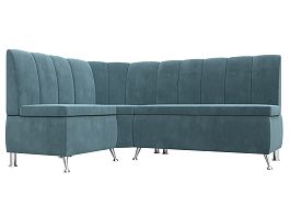 Кухонный угловой диван Кантри левый (полностью Велюр бирюзовый) - Фото предпросмотра
