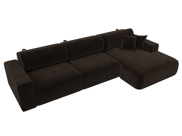 Диван угловой Лига-036 Классик Лонг правый угол Микровельвет коричневый - Вид 5