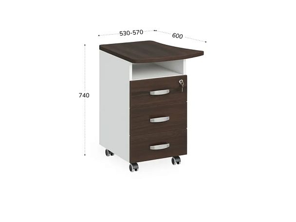 БЕРЛИН / BERLIN Тумба приставная левая 570х600х740 Венге/Белый - Вид 2